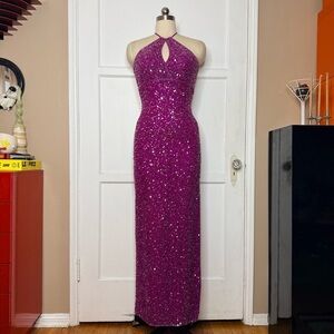 Scala purple silk beaded dress